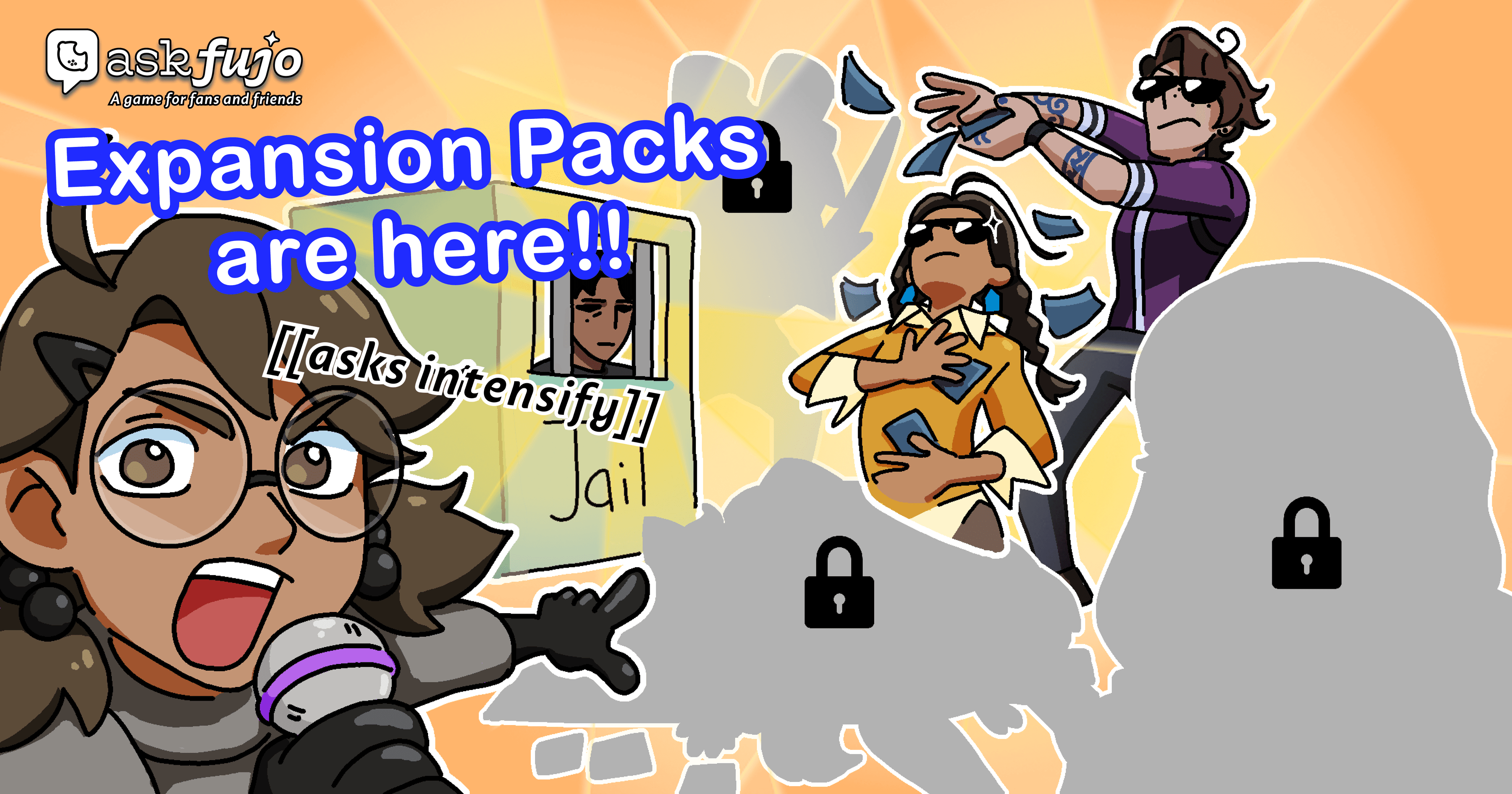 AskFujo Expansion Packs - Boba-tan and mysterious characters with locked content clouds. Asks intensify!